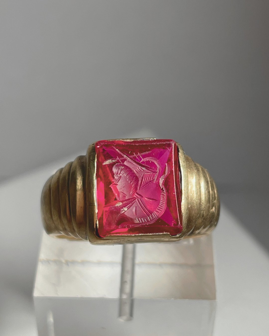 10K Yellow Gold Ruby Roman Centurion Ring