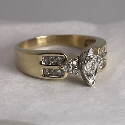 10k Yellow Gold Marquise Cut 0.42ct Diamond Ring