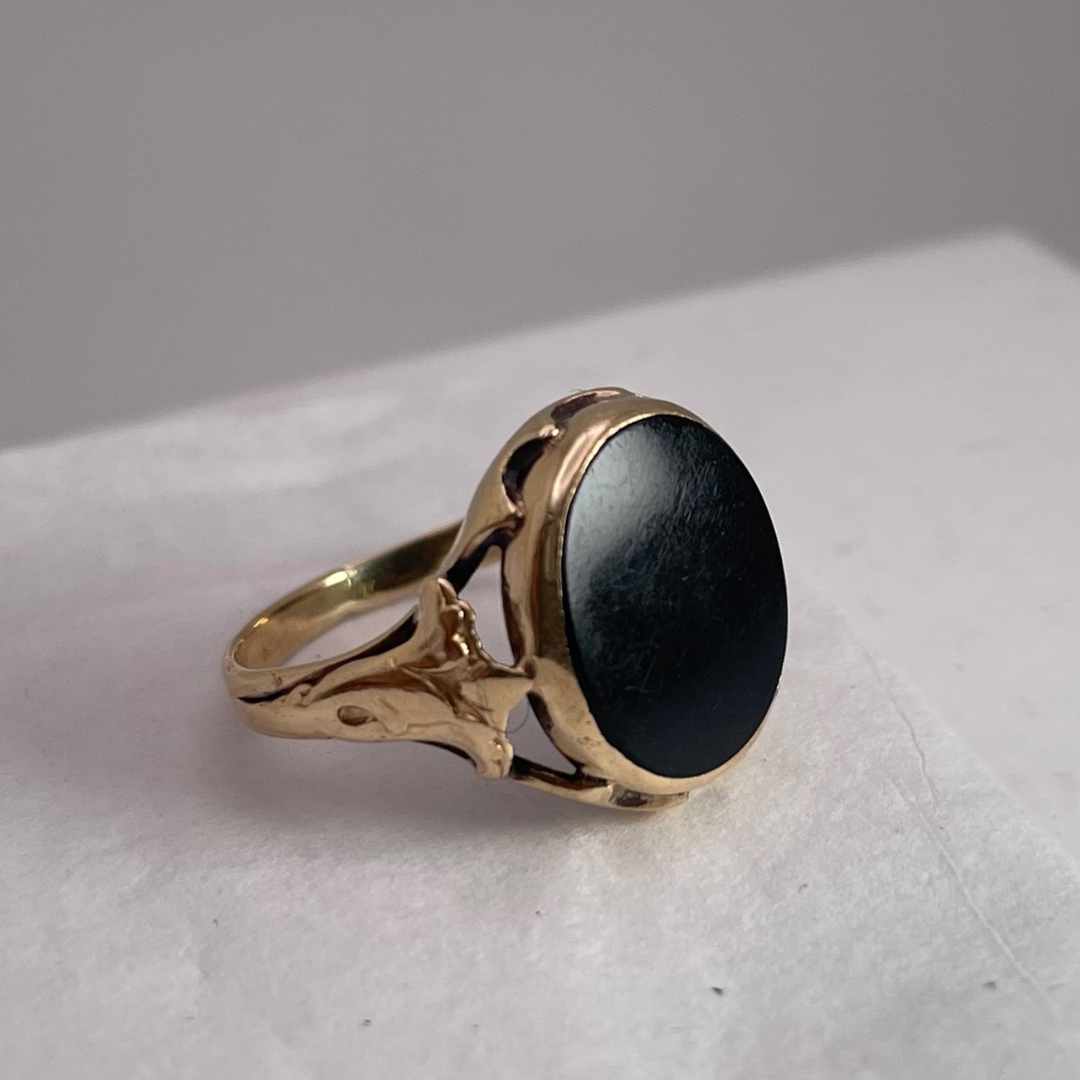 10k Yellow Gold Black Onyx Pinky Ring