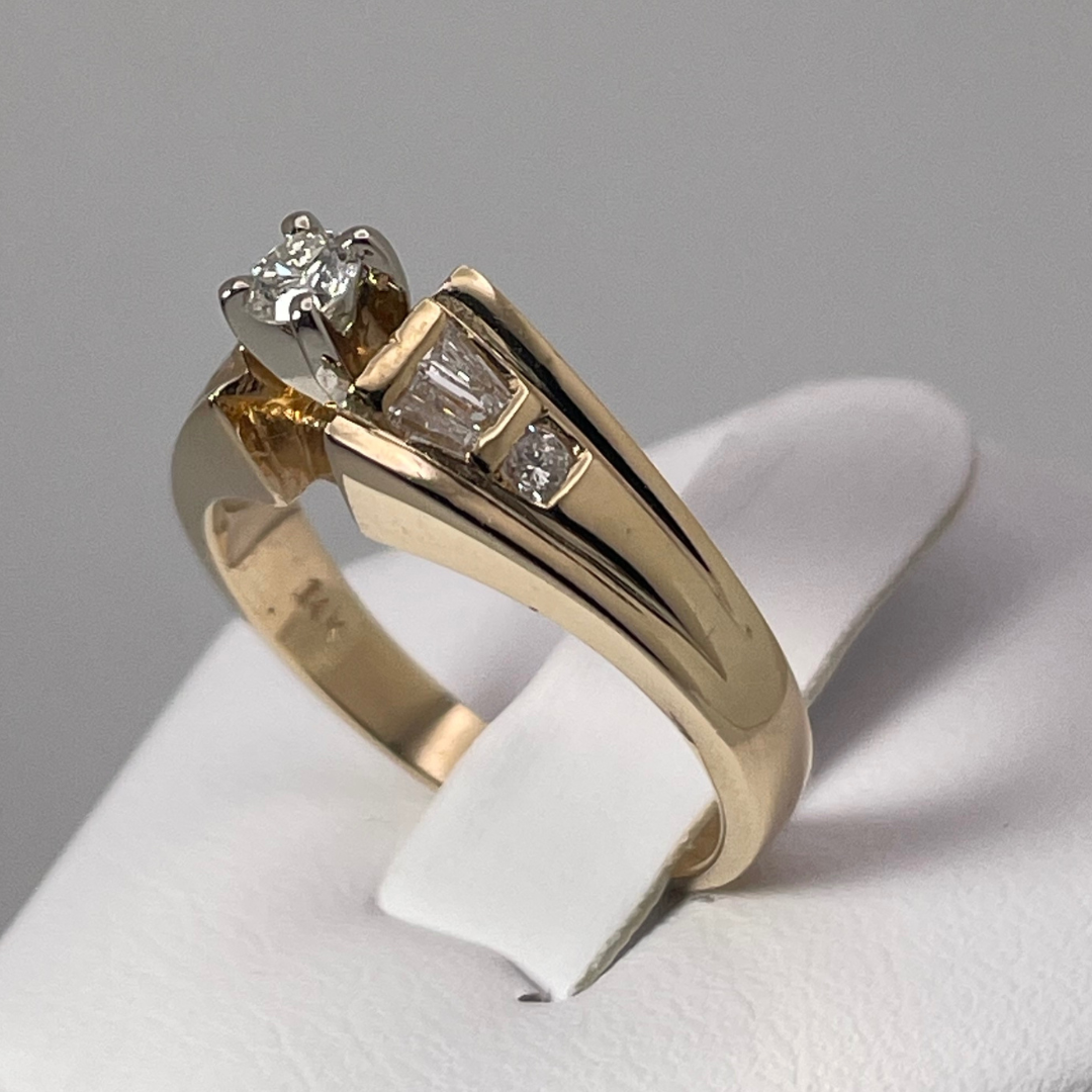 14k Yellow & White Gold 0.45ct Diamond Engagement / Anniversary / Promise Ring
