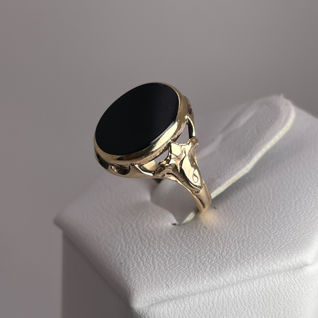 10k Yellow Gold Black Onyx Pinky Ring
