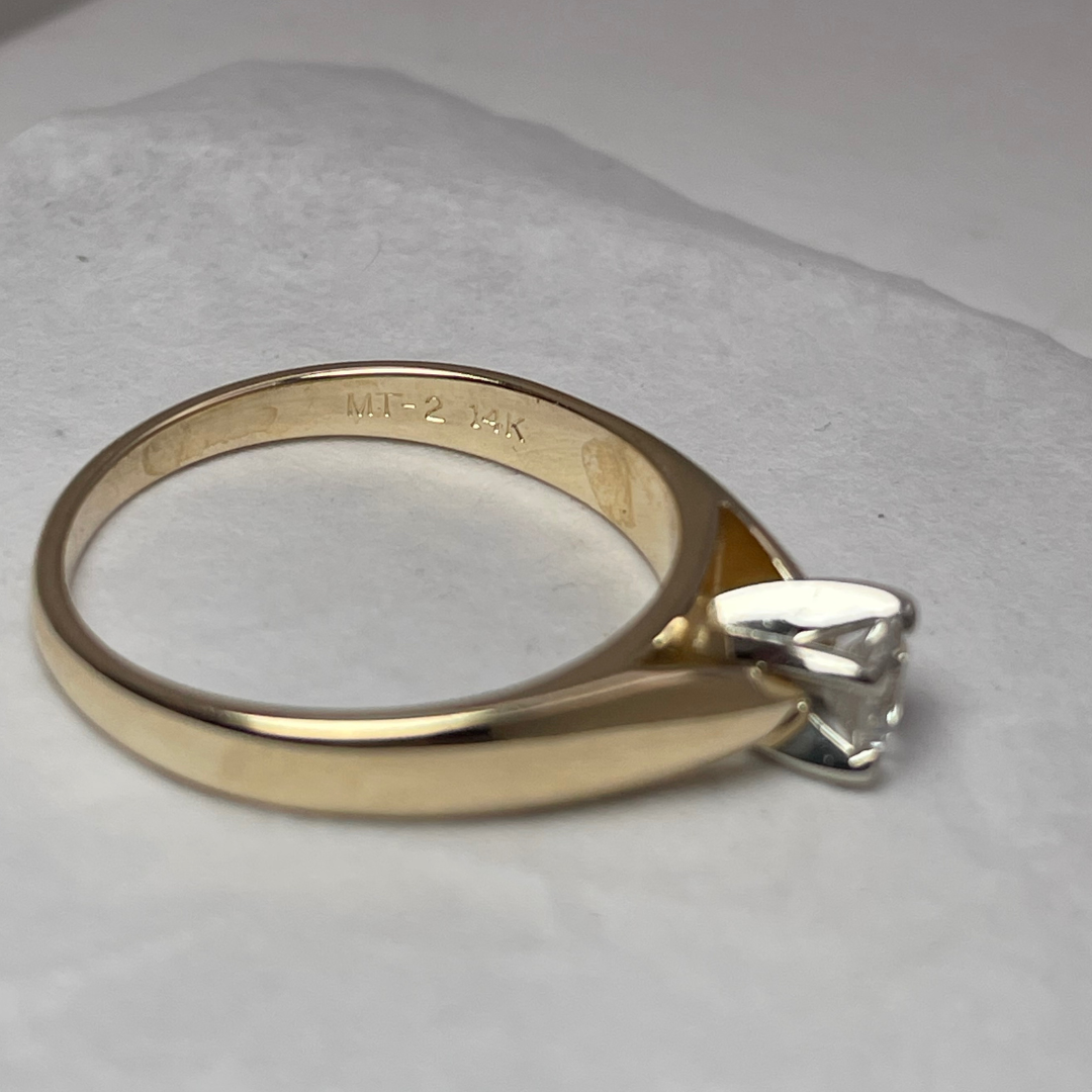 14k Yellow Gold Round Cut 0.23ct Diamond Solitaire Ring