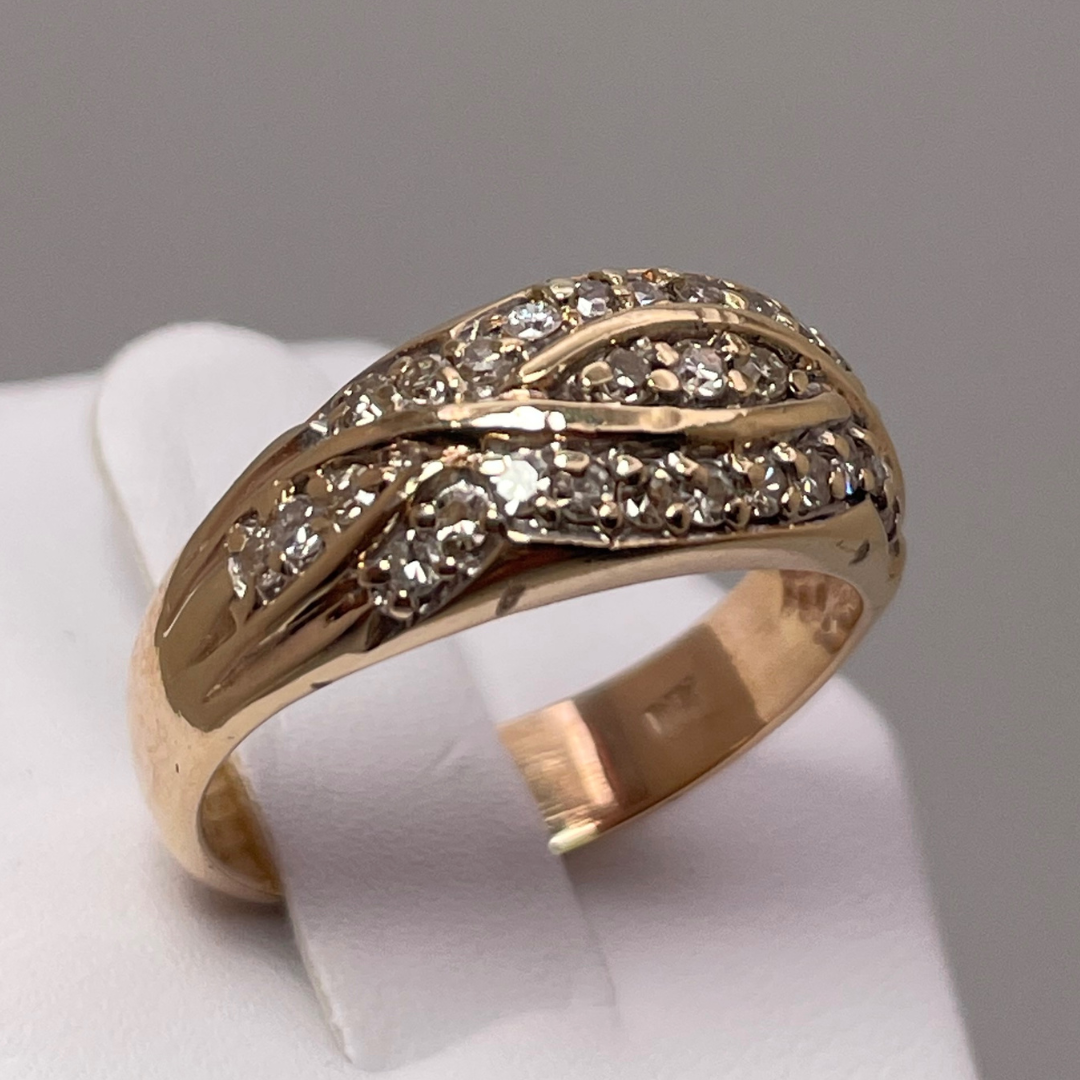 14k Yellow Gold 0.50ct Diamond Cluster Ring