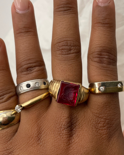 10K Yellow Gold Ruby Roman Centurion Ring