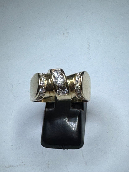 Vintage Gent’s 14k Retro Diamond Statement Ring – 0.87ct TDW, Size 9.75