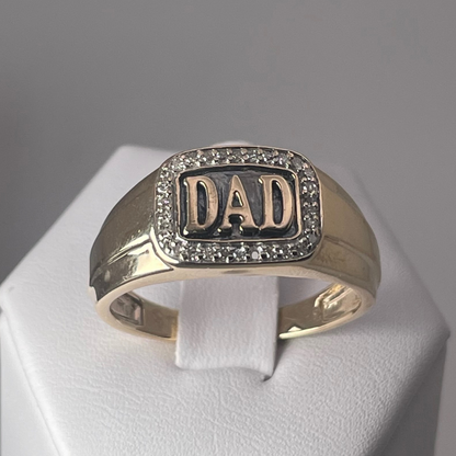 10K Yellow Gold Dad Ring with 0.15ct Pave Diamonds