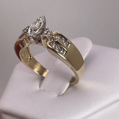 10k Yellow Gold Marquise Cut 0.42ct Diamond Ring