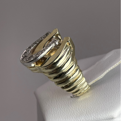 14k Yellow and White Gold 0.25ct Diamond Horseshoe Ring