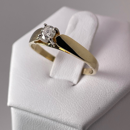 14k Yellow Gold Round Cut 0.20ct Diamond Solitaire Ring