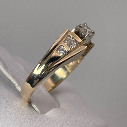 14k Yellow & White Gold 0.45ct Diamond Engagement / Anniversary / Promise Ring