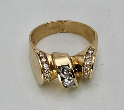 Vintage Gent’s 14k Retro Diamond Statement Ring – 0.87ct TDW, Size 9.75