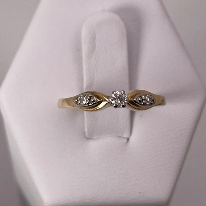14k Yellow and White Gold 0.13ct Diamond Solitaire with Accents Ring