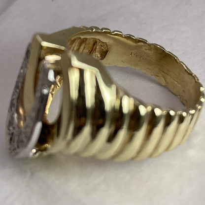 14k Yellow and White Gold 0.25ct Diamond Horseshoe Ring
