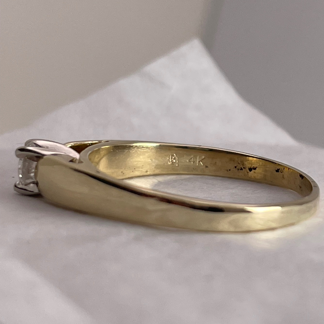 14k Yellow Gold Round Cut 0.20ct Diamond Solitaire Ring
