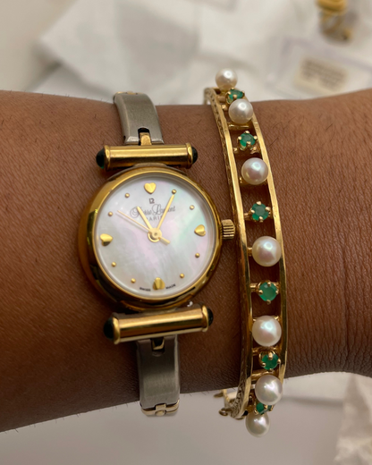 New Pierre Laurent 3ATM Water Resistant Abalone Shell Face (Navy, white & Pink Dial)