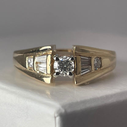 14k Yellow & White Gold 0.45ct Diamond Engagement / Anniversary / Promise Ring