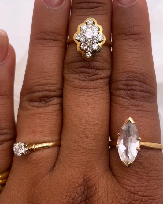 14k-18k White & Yellow Gold 55pt Diamond Cluster Ring