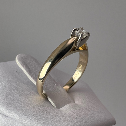 14k Yellow Gold Round Cut 0.23ct Diamond Solitaire Ring