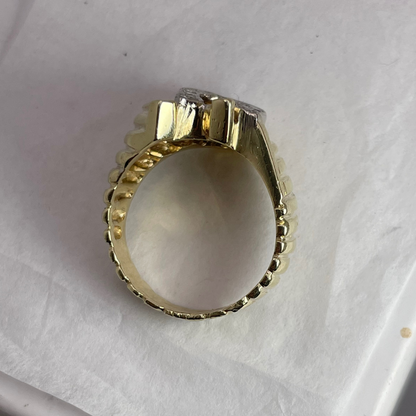 14k Yellow and White Gold 0.25ct Diamond Horseshoe Ring