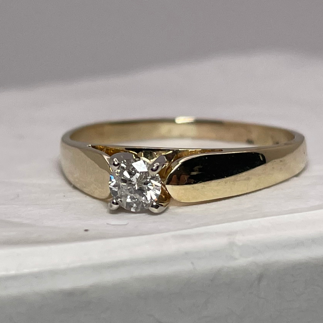 14k Yellow Gold Round Cut 0.20ct Diamond Solitaire Ring