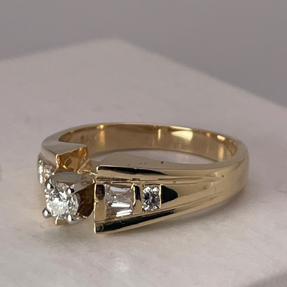 14k Yellow & White Gold 0.45ct Diamond Engagement / Anniversary / Promise Ring