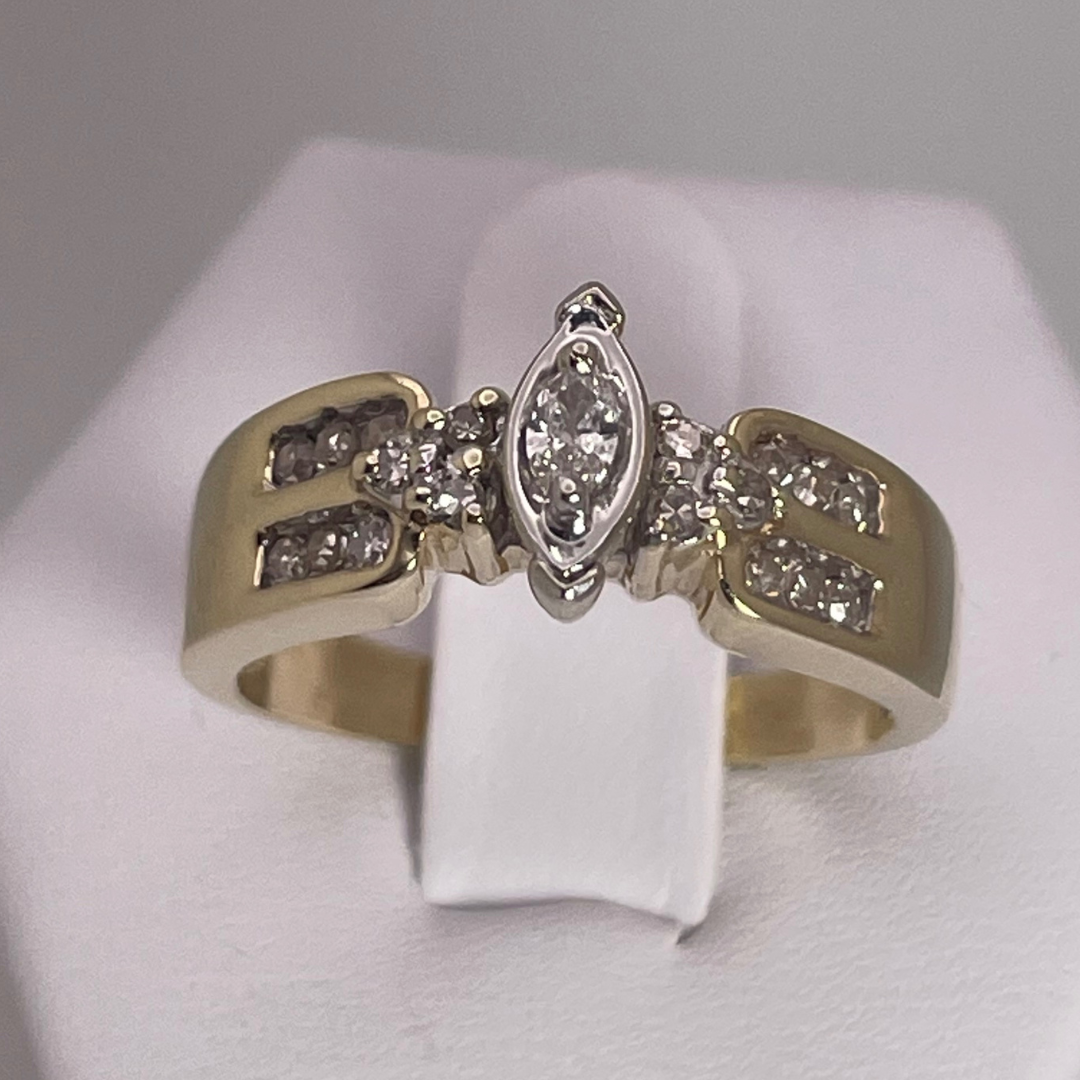 10k Yellow Gold Marquise Cut 0.42ct Diamond Ring