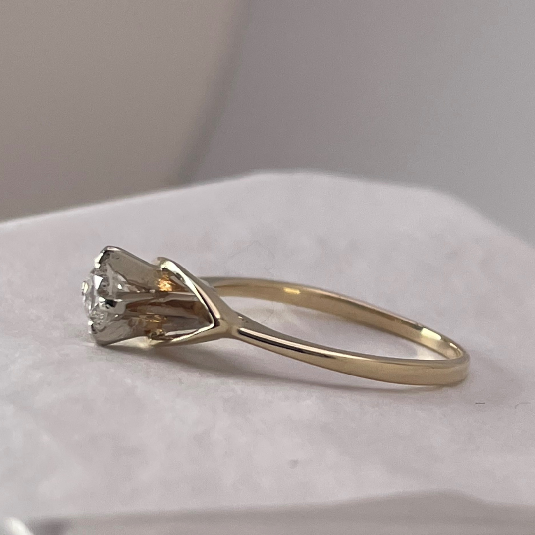 14k Yellow Gold Round Cut 0.29ct Diamond Solitaire Ring