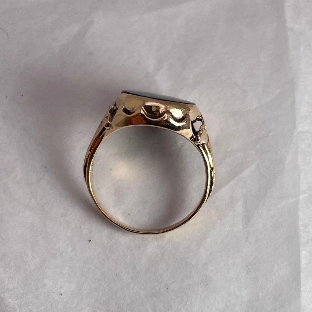 10k Yellow Gold Black Onyx Pinky Ring