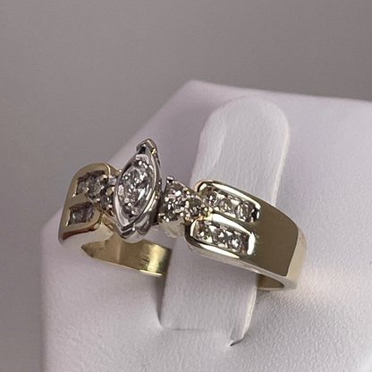 10k Yellow Gold Marquise Cut 0.42ct Diamond Ring