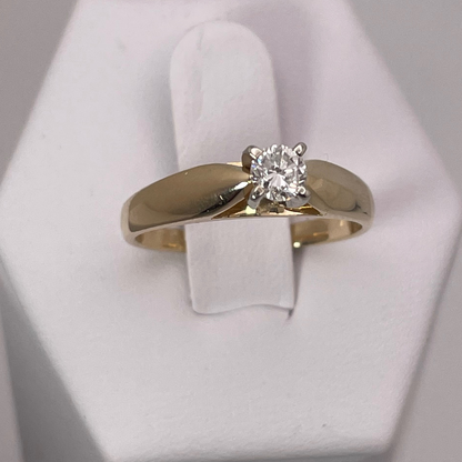 14k Yellow Gold Round Cut 0.23ct Diamond Solitaire Ring