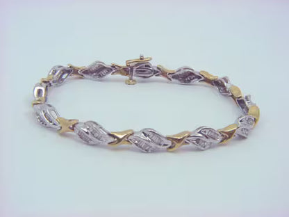 Vintage 14k White & Yellow Gold Diamond Baguette Tennis Bracelet with Safety Catch  ( 1.92ct TDW )