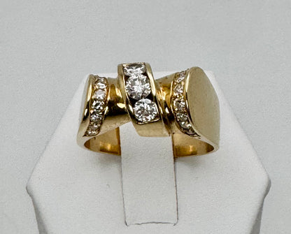 Vintage Gent’s 14k Retro Diamond Statement Ring – 0.87ct TDW, Size 9.75
