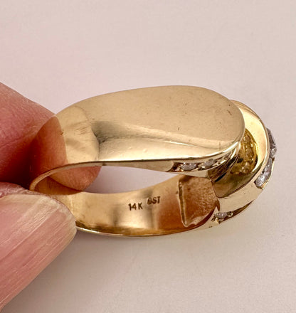 Vintage Gent’s 14k Retro Diamond Statement Ring – 0.87ct TDW, Size 9.75