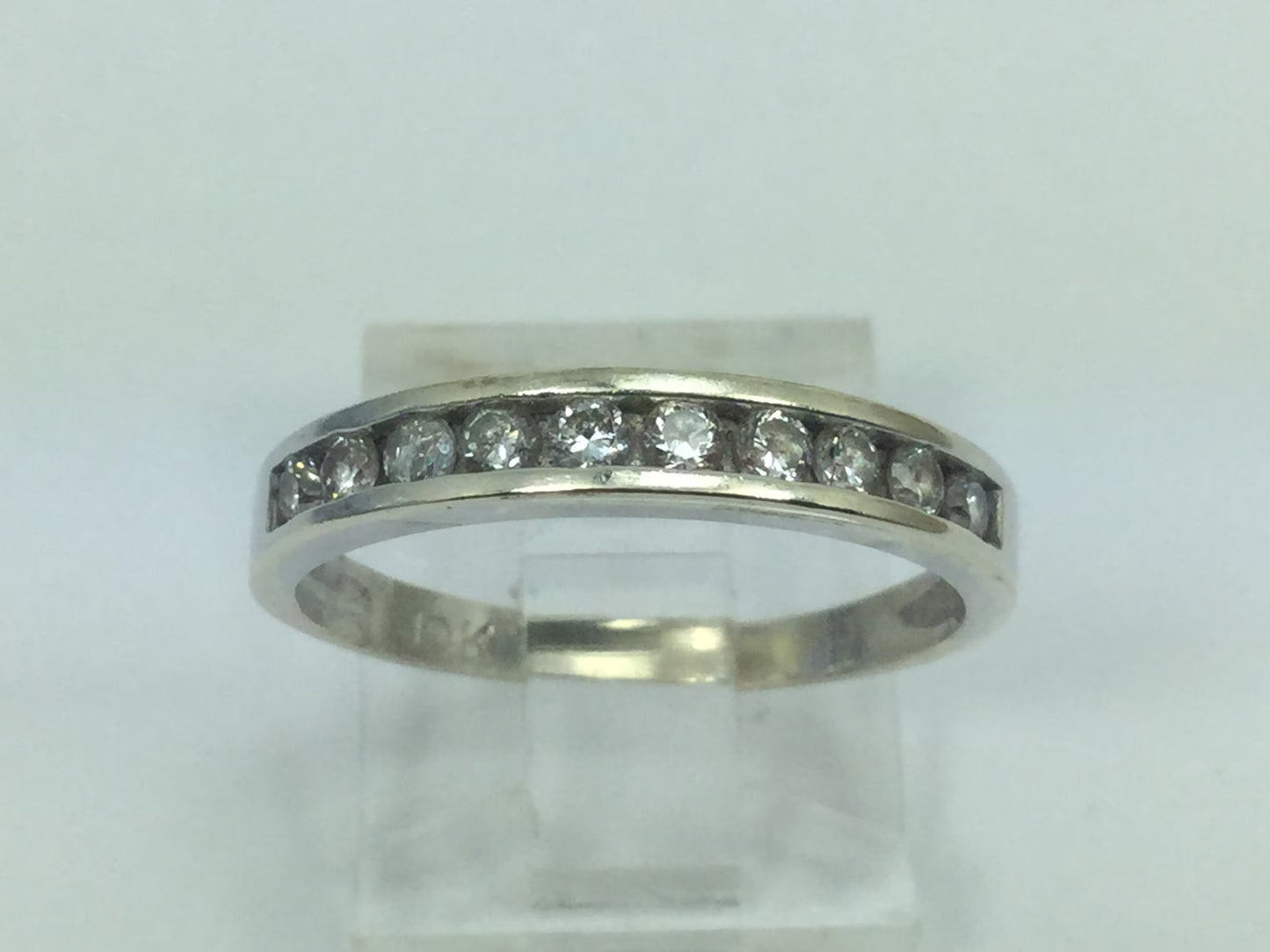 Solid 10k White Gold Cubic Zirconia Wedding / Anniversary Band / Ring