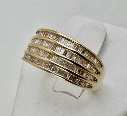 Vintage‑Style 14k Yellow Gold 1.44ct Baguette Diamond Ring – Size 9.75