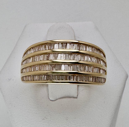 Vintage‑Style 14k Yellow Gold 1.44ct Baguette Diamond Ring – Size 9.75