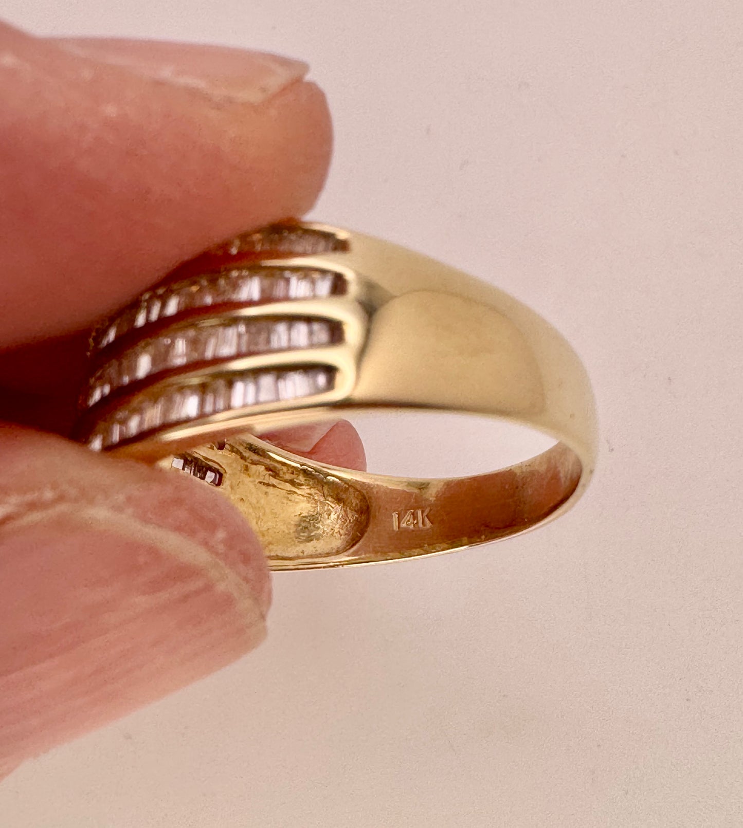 Vintage‑Style 14k Yellow Gold 1.44ct Baguette Diamond Ring – Size 9.75