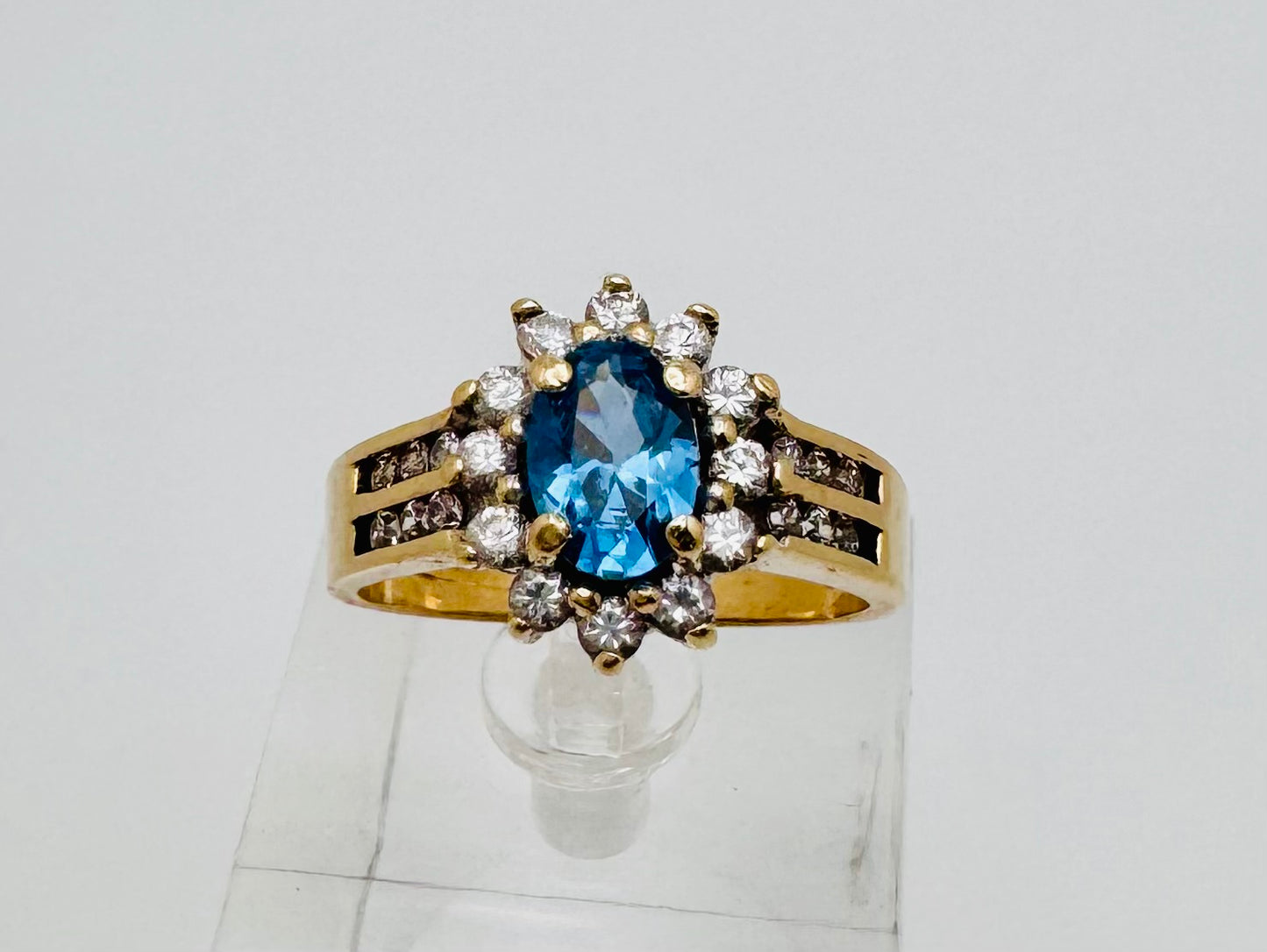 10k Yellow Gold Oval Cut Garnet  / Amethyst / Blue Topaz Birthstone &  CZ Ring