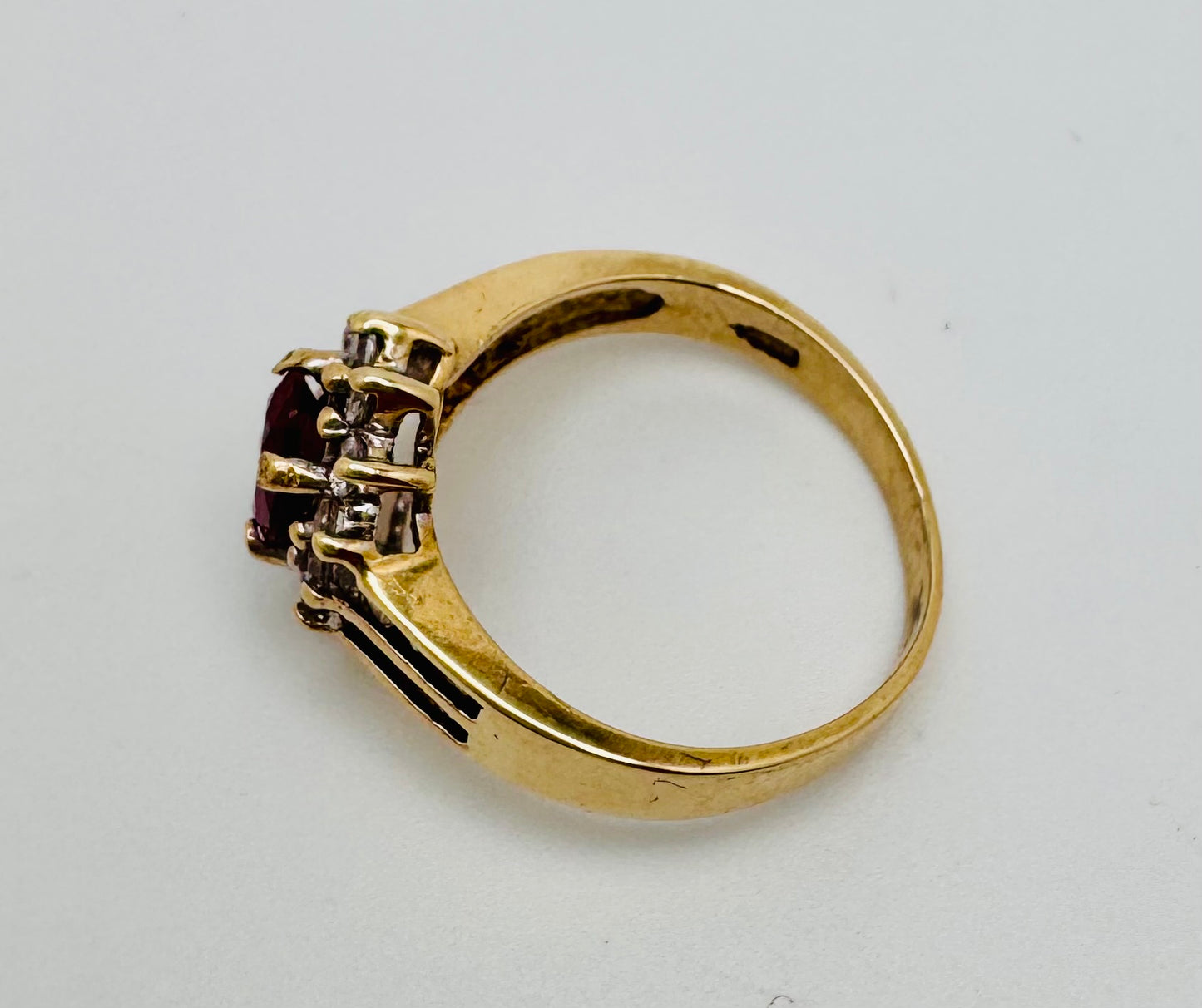 10k Yellow Gold Oval Cut Garnet  / Amethyst / Blue Topaz Birthstone &  CZ Ring