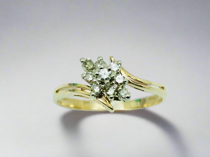 10k Yellow Gold 14pt Diamond Cluster Ring