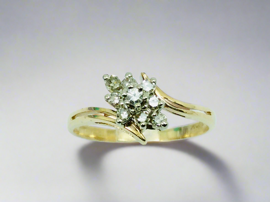 10k Yellow Gold 14pt Diamond Cluster Ring