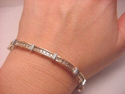 Vintage 10k White And Yellow Gold 3.0ct Genuine Champagne Diamond Tennis Bracelet