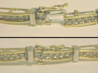 Vintage 10k White And Yellow Gold 3.0ct Genuine Champagne Diamond Tennis Bracelet
