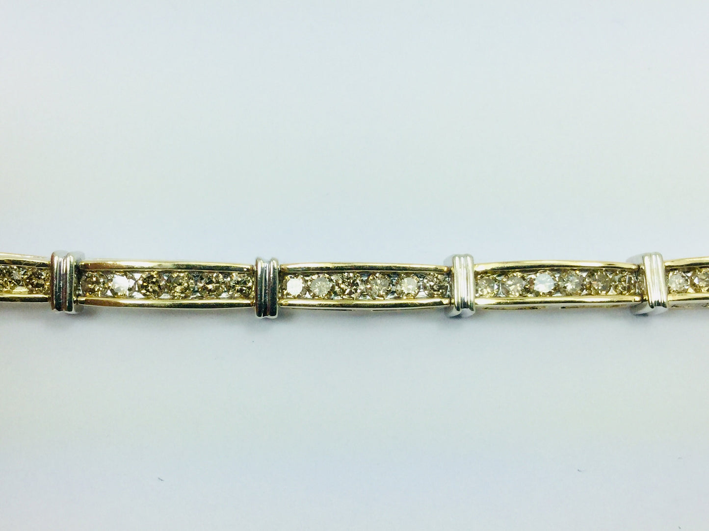 Vintage 10k White And Yellow Gold 3.0ct Genuine Champagne Diamond Tennis Bracelet