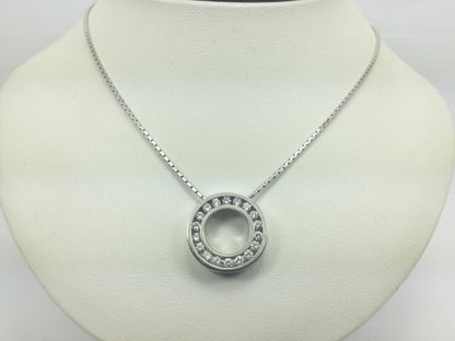Vintage 19k White Gold Diamond Eternity Statement Pendant Necklace, 0.90ct