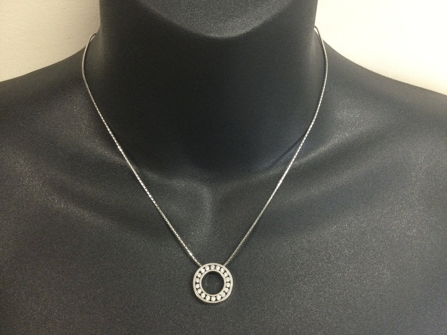 Vintage 19k White Gold Diamond Eternity Statement Pendant Necklace, 0.90ct