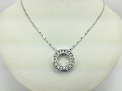 Vintage 19k White Gold Diamond Eternity Statement Pendant Necklace, 0.90ct