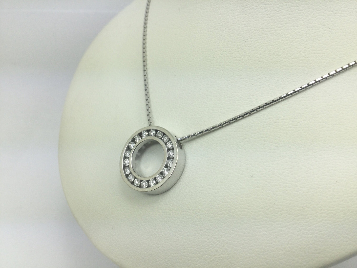 Vintage 19k White Gold Diamond Eternity Statement Pendant Necklace, 0.90ct