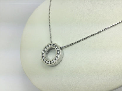 Vintage 19k White Gold Diamond Eternity Statement Pendant Necklace, 0.90ct