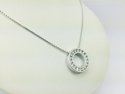 Vintage 19k White Gold Diamond Eternity Statement Pendant Necklace, 0.90ct